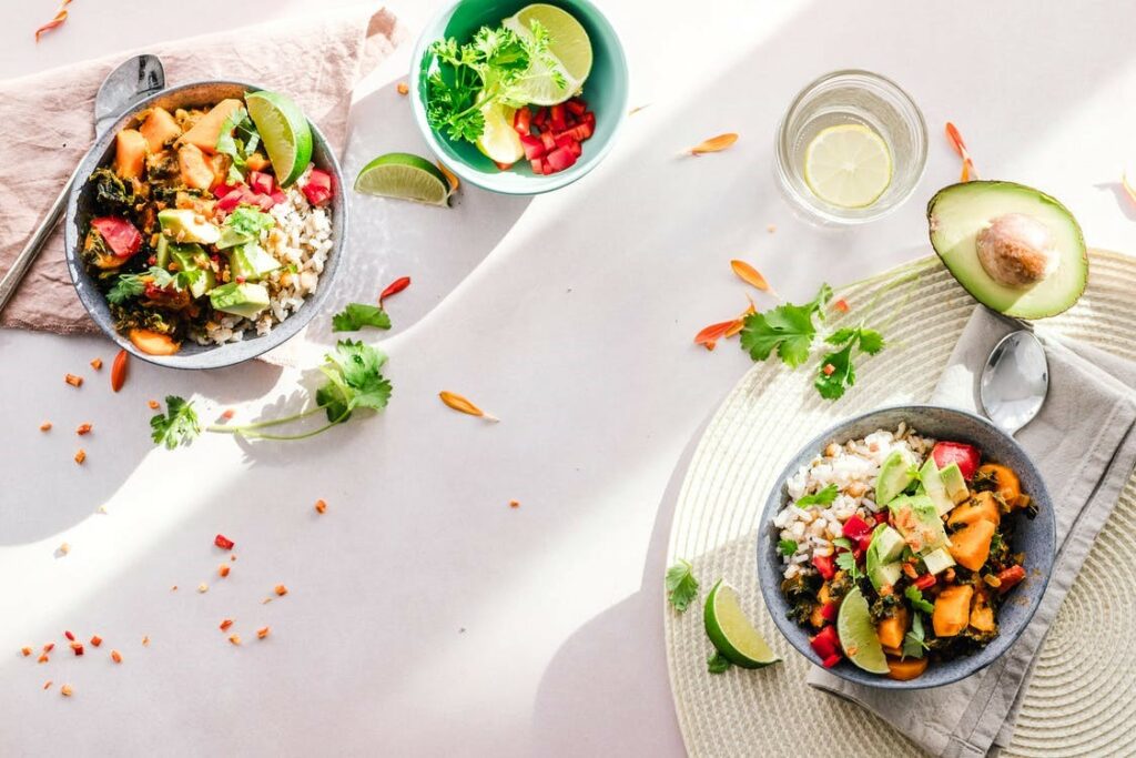 Three plates of salad